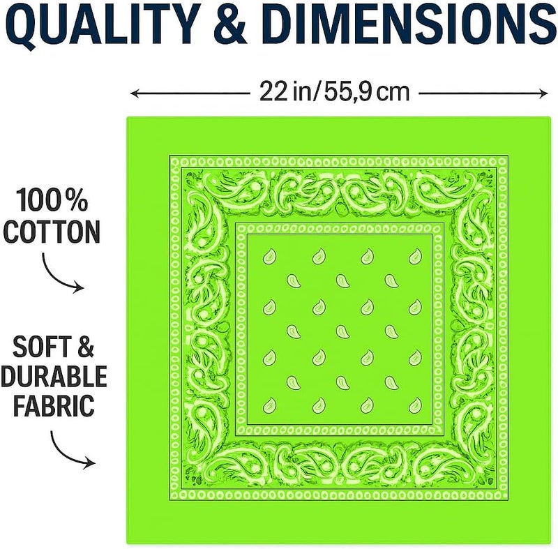 SUNRIBE 3 Pack Paisley Bandanas – 100% Cotton Square 21x21 Head Wrap, Headband, Face Cover, Neck Scarf for Men & Women - Image 5